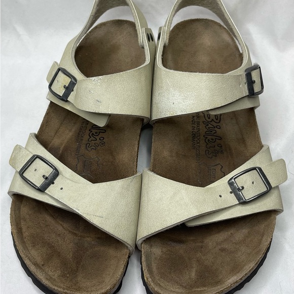 Birkenstock Burkis Beige Tan Two Strap Heal Strap Sandals Size 37 - Picture 5 of 8